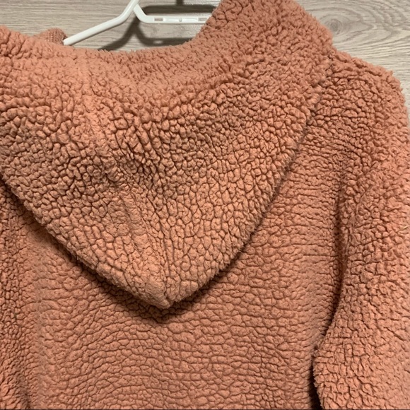 Oversized Teddy Zip up Blush Pink Sweater - Picture 6 of 6